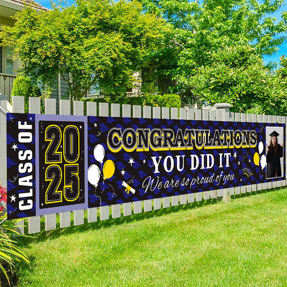 Custom Graduation Banner Congratulations Photo Banner 2025 Grad Fence Banner Graduation Announcement