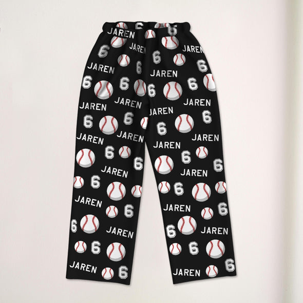 Personalized Baseball Pajamas with Your Name and Number Custom Baseball Pajama Pants Gift For Baseball Player