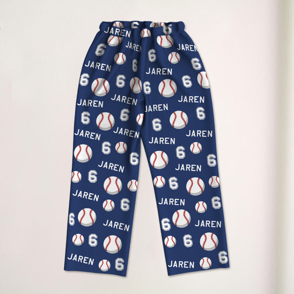 Personalized Baseball Pajamas with Your Name and Number Custom Baseball Pajama Pants Gift For Baseball Player