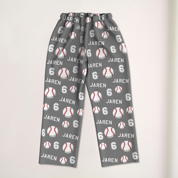 Personalized Baseball Pajamas with Your Name and Number Custom Baseball Pajama Pants Gift For Baseball Player