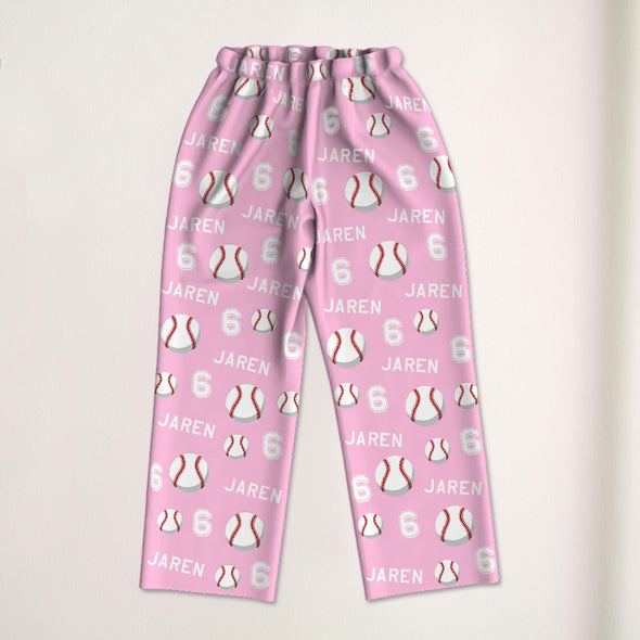 Personalized Baseball Pajamas with Your Name and Number Custom Baseball Pajama Pants Gift For Baseball Player
