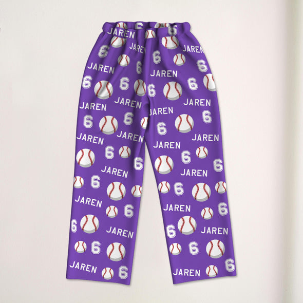 Custom Baseball Pajama Pants Custom Baseball Pajamas Sleepwear Gift for Baseball Player Christmas Gift