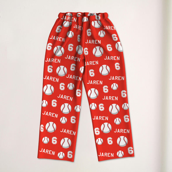 Custom Baseball Pajama Pants Custom Baseball Pajamas Sleepwear Gift for Baseball Player Christmas Gift