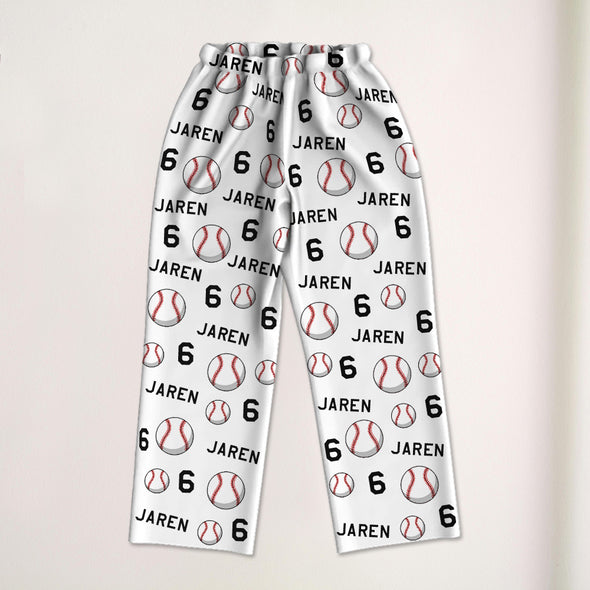 Personalized Baseball Pajamas with Your Name and Number Custom Baseball Pajama Pants Gift For Baseball Player