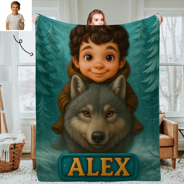 Custom Animal Cartoon Photo Blankets for Kids Custom Photo&Name Blankets for Boys Girls Christmas Gift