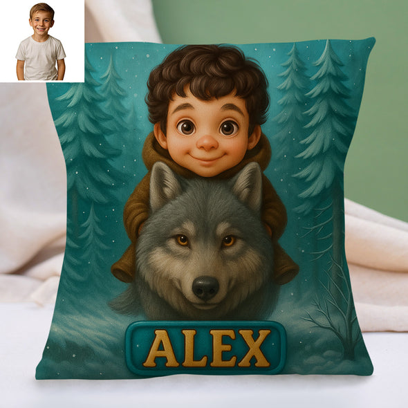 Custom Animal Cartoon Pillow for Kids Custom Name&Photo Cartoon Pillow for Boys Girls Decorative Throw Pillows