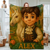 Custom Princess Prince Cartoon Photo Blankets for Kids Custom Photo&Name Blankets for Boys Girls Christmas Gift