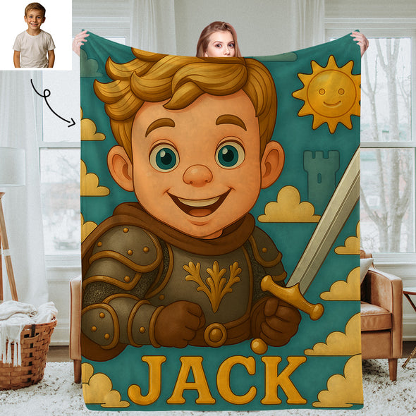 Custom Princess Prince Cartoon Photo Blankets for Kids Custom Photo&Name Blankets for Boys Girls Christmas Gift