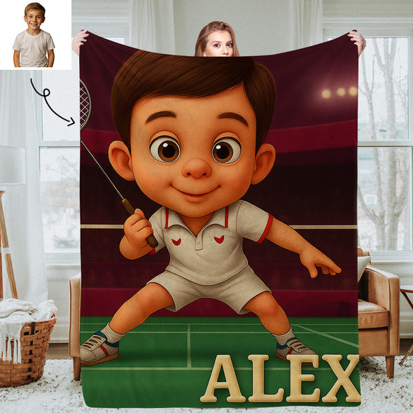 Custom Player Fans Cartoon Photo Blankets for Kids Custom Photo&Name Blankets for Boys Girls Christmas Gift