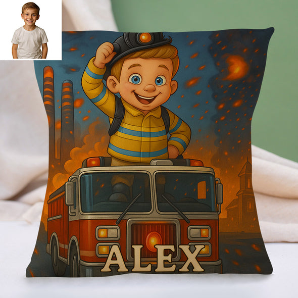 Custom Police Pilot Farmer Cartoon Pillow for Kids Custom Name&Photo Cartoon Pillow for Boys Girls Decorative Throw Pillows