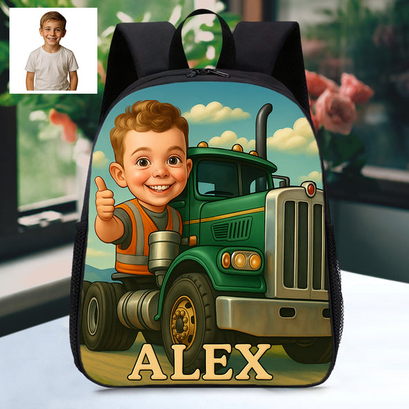 Custom Backpack for Boys Girls Custom Police Pilot Farmer Cartoon Photo Theme School Bag Children's Shoulder Backpack