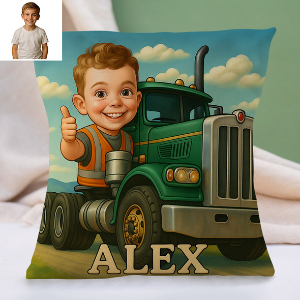 Custom Police Pilot Farmer Cartoon Pillow for Kids Custom Name&Photo Cartoon Pillow for Boys Girls Decorative Throw Pillows