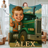 Custom Farmer Police Worker Cartoon Photo Blankets for Kids Custom Photo&Name Blankets for Boys Girls Christmas Gift