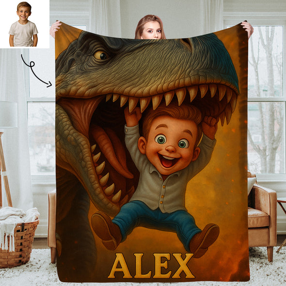 Custom Animal Cartoon Photo Blankets for Kids Custom Photo&Name Blankets for Boys Girls Christmas Gift