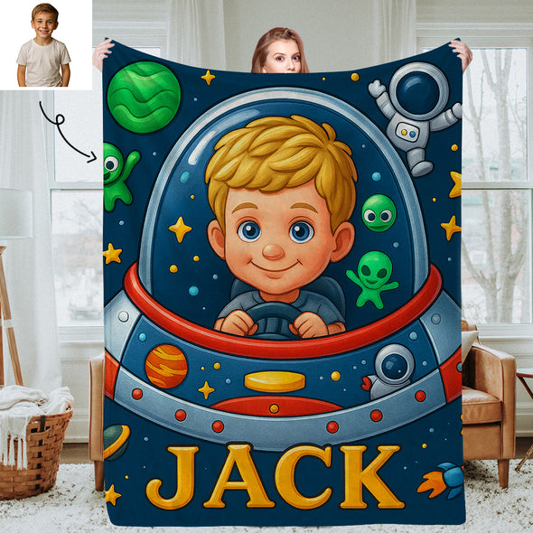 Custom Princess Prince Cartoon Photo Blankets for Kids Custom Photo&Name Blankets for Boys Girls Christmas Gift