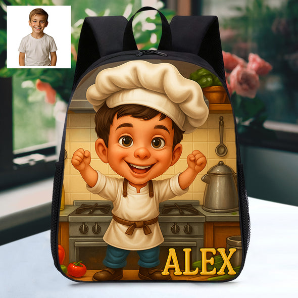 Custom Backpack for Boys Girls Custom Police Pilot Farmer Cartoon Photo Theme School Bag Children's Shoulder Backpack