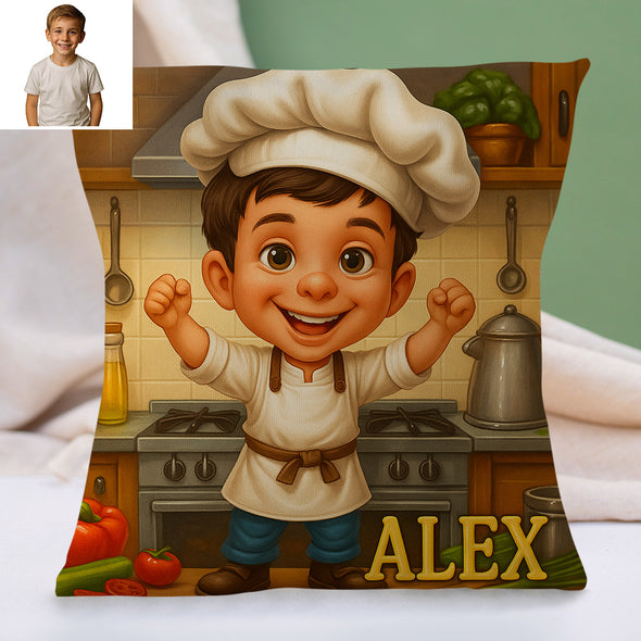 Custom Police Pilot Farmer Cartoon Pillow for Kids Custom Name&Photo Cartoon Pillow for Boys Girls Decorative Throw Pillows
