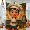 Custom Farmer Police Worker Cartoon Photo Blankets for Kids Custom Photo&Name Blankets for Boys Girls Christmas Gift