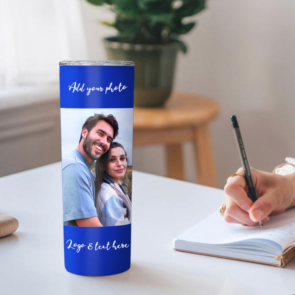 Custom 20oz Photo Tumblers Custom Coffee Mug Cup Custom Skinny Stainless Steel Tumblers with Picture Christmas Gift