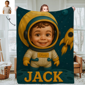 Custom Princess Prince Cartoon Photo Blankets for Kids Custom Photo&Name Blankets for Boys Girls Christmas Gift
