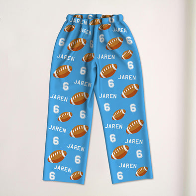 Personalized Football Pajama Pants with Name Custom Rugby Football Pajamas Sleepwear Football Player Christmas Gift