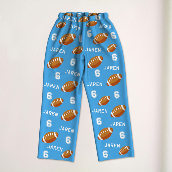 Personalized Football Pajama Pants with Name Custom Rugby Football Pajamas Sleepwear Football Player Christmas Gift