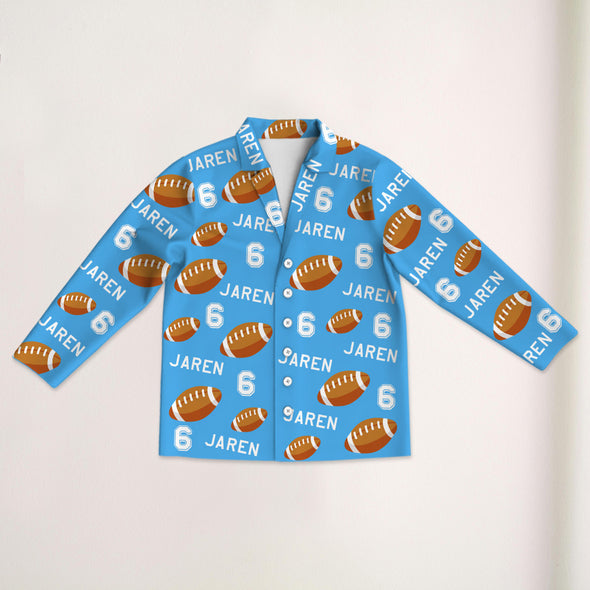 Personalized Football Pajama Pants with Name Custom Rugby Football Pajamas Sleepwear Football Player Christmas Gift