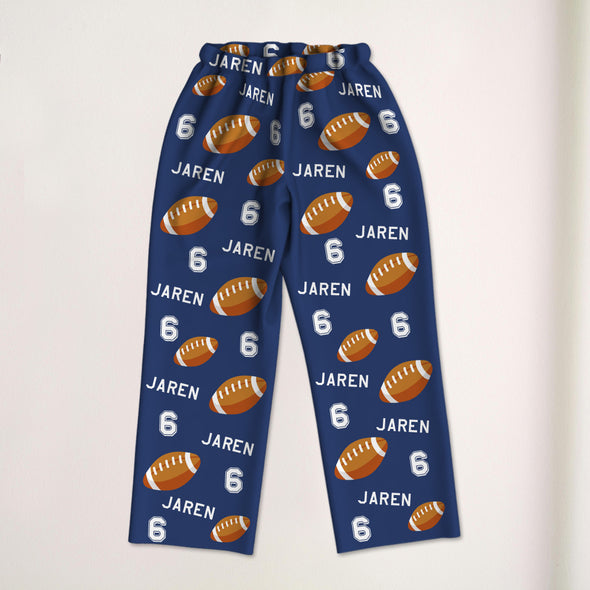Custom Rugby Football Pajamas with Name and Number Custom Football Pajama Pants Gift For Football Player