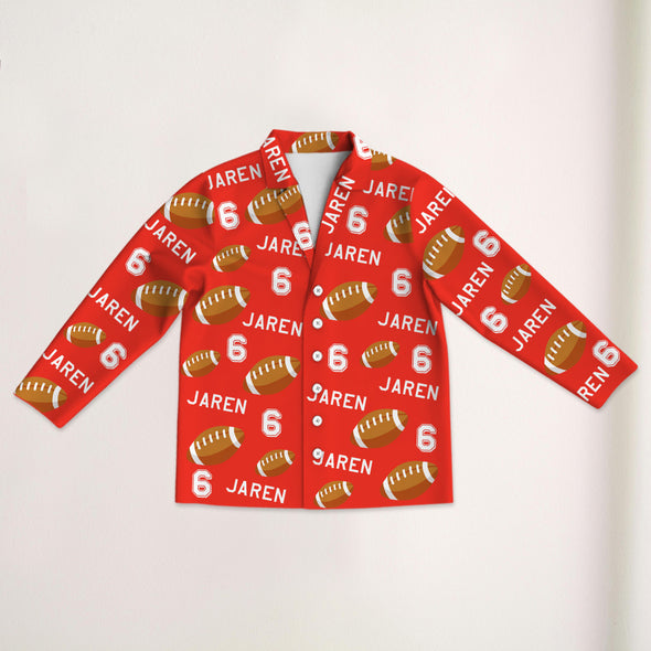 Personalized Football Pajama Pants with Name Custom Rugby Football Pajamas Sleepwear Football Player Christmas Gift