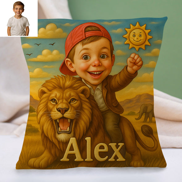 Custom Animal Cartoon Pillow for Kids Custom Name&Photo Cartoon Pillow for Boys Girls Decorative Throw Pillows