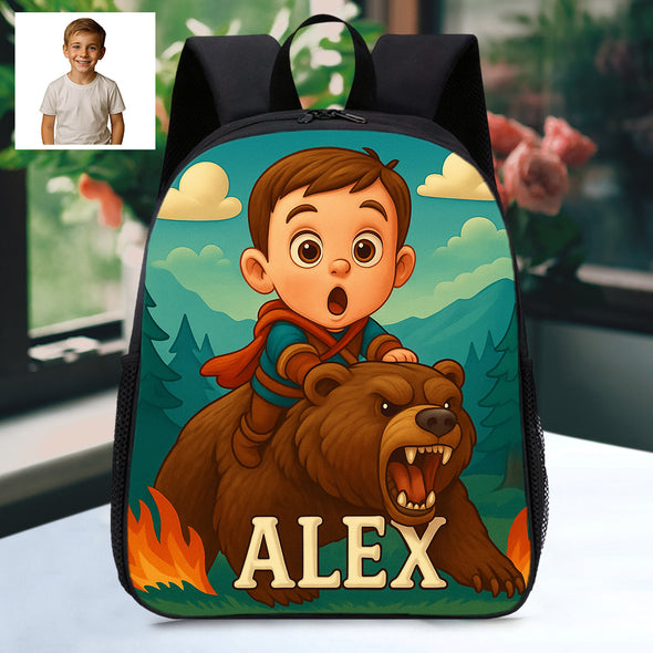 Personalized Backpack for Boys Girls Custom Animal Cartoon Photo Theme School Bag Children's Shoulder Backpack