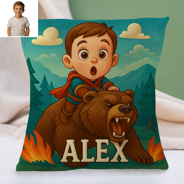 Custom Animal Cartoon Pillow for Kids Custom Name&Photo Cartoon Pillow for Boys Girls Decorative Throw Pillows