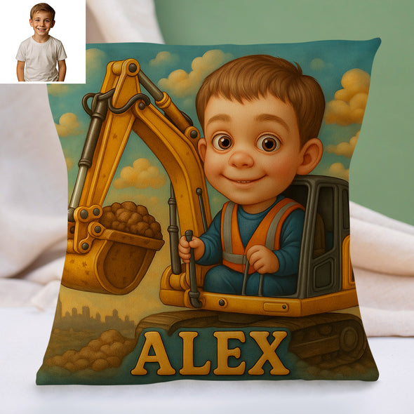 Custom Police Pilot Farmer Cartoon Pillow for Kids Custom Name&Photo Cartoon Pillow for Boys Girls Decorative Throw Pillows