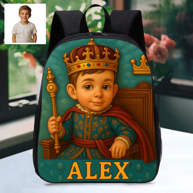 Custom Photo Name Backpack for Boys Girls Custom Princess Prince Cartoon Photo Theme School Bag Children's Shoulder Backpack