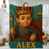 Custom Princess Prince Cartoon Photo Blankets for Kids Custom Photo&Name Blankets for Boys Girls Christmas Gift