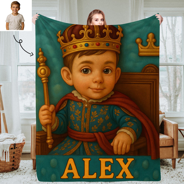 Custom Princess Prince Cartoon Photo Blankets for Kids Custom Photo&Name Blankets for Boys Girls Christmas Gift