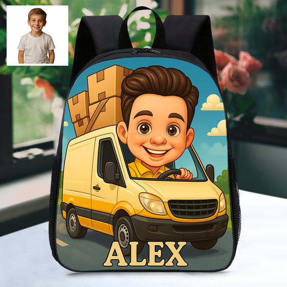 Custom Backpack for Boys Girls Custom Police Pilot Farmer Cartoon Photo Theme School Bag Children's Shoulder Backpack