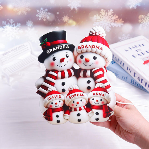 Custom Family Snowman Light Box 3D Effect Cute Snowman Personalized Light Box Christmas Decor For Family