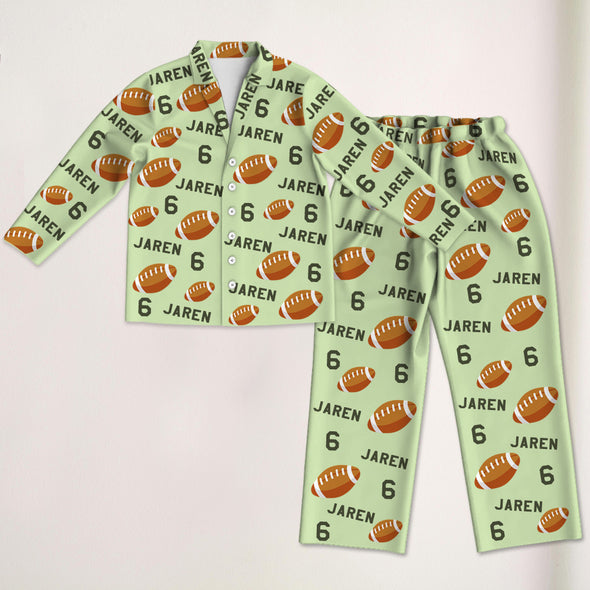Personalized Football Pajama Pants with Name Custom Rugby Football Pajamas Sleepwear Football Player Christmas Gift