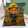 Custom Police Pilot Farmer Cartoon Pillow for Kids Custom Name&Photo Cartoon Pillow for Boys Girls Decorative Throw Pillows