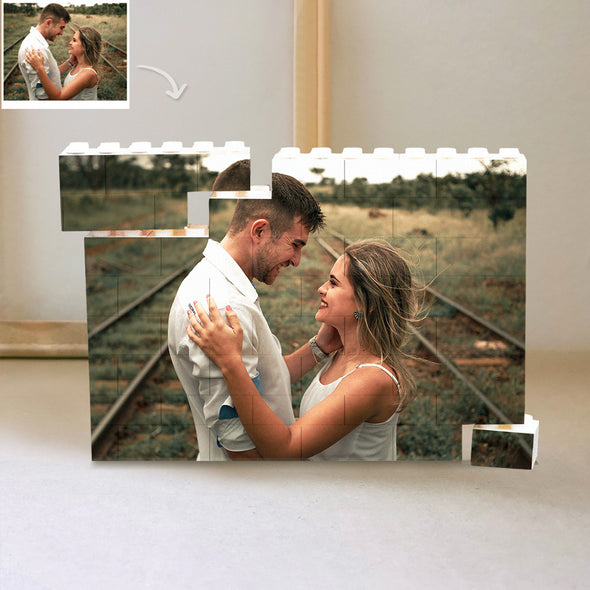 Personalized Building Brick Custom Photo Block Puzzle Heart Photo Building Brick Anniversary Gift