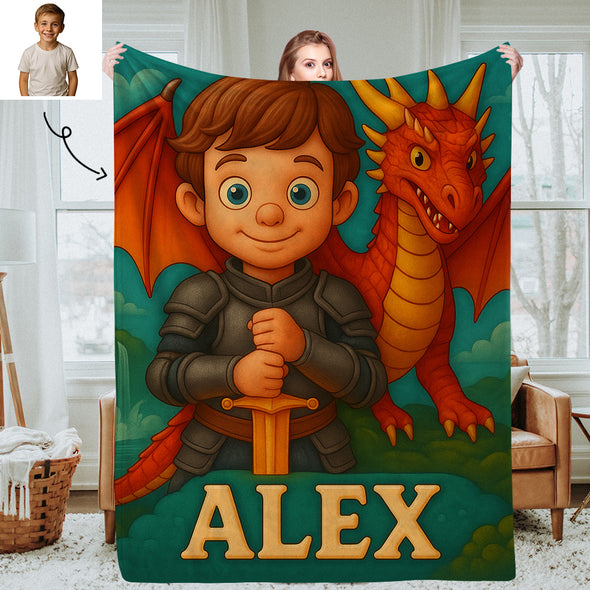 Custom Princess Prince Cartoon Photo Blankets for Kids Custom Photo&Name Blankets for Boys Girls Christmas Gift