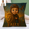 Custom Animal Cartoon Pillow for Kids Custom Name&Photo Cartoon Pillow for Boys Girls Decorative Throw Pillows