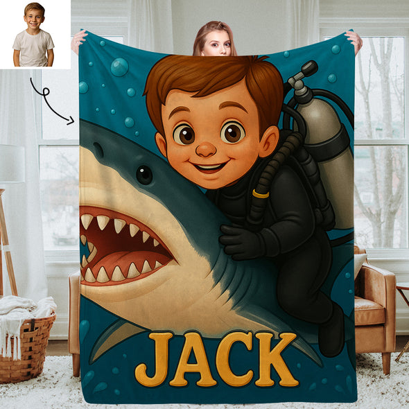 Custom Animal Cartoon Photo Blankets for Kids Custom Photo&Name Blankets for Boys Girls Christmas Gift