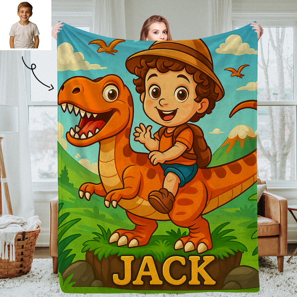 Custom Animal Cartoon Photo Blankets for Kids Custom Photo&Name Blankets for Boys Girls Christmas Gift