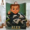 Custom Farmer Police Worker Cartoon Photo Blankets for Kids Custom Photo&Name Blankets for Boys Girls Christmas Gift