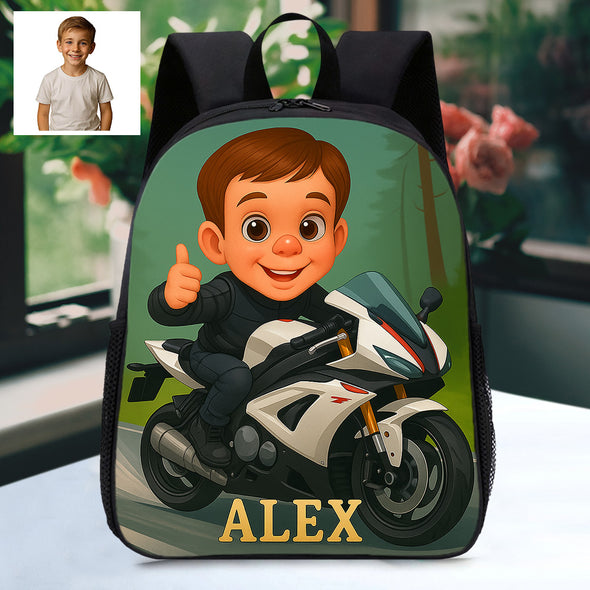 Custom Backpack for Boys Girls Custom Police Pilot Farmer Cartoon Photo Theme School Bag Children's Shoulder Backpack