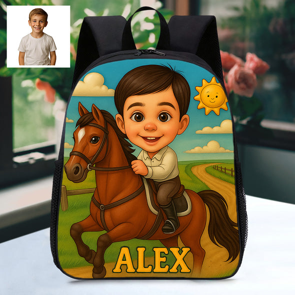 Personalized Backpack for Boys Girls Custom Animal Cartoon Photo Theme School Bag Children's Shoulder Backpack