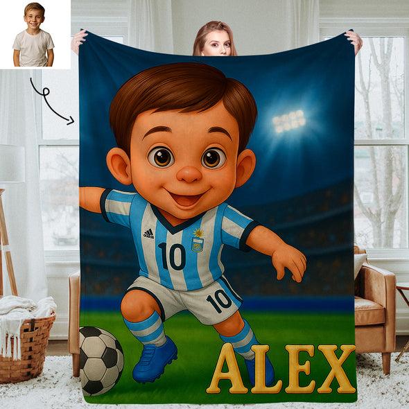 Custom Player Fans Cartoon Photo Blankets for Kids Custom Photo&Name Blankets for Boys Girls Christmas Gift