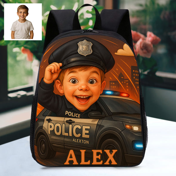 Custom Backpack for Boys Girls Custom Police Pilot Farmer Cartoon Photo Theme School Bag Children's Shoulder Backpack